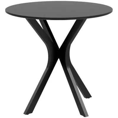 Kompakt Matbord för Kök Rund Bordsskiva Svart 78 x 75 cm