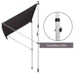 Höjdjusterbar Klämmarkis med Vev Solskydd för Balkong Monteras utan Skruvar Aluminium Grå 200 X 150 Cm