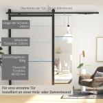 Skjutdörrsbeslag Dörrskena Svart av Kolstål för Skjutdörrar Set med Skenor och Rullar 244 cm