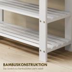 Skobänk i Bambu med 2 Hyllplan och Sittplats för Hall och Entré Hållbar och Stabil Vit Bambu för Förvaring och Ordning 70 x 28 x 45 cm