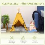 Tipi-Tält för Katt och Hund, Mysig Sovplats med Dyna och Leksak, Rolig Koja för Inomhusbruk, Gul/Natur