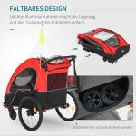 Barnvagn Joggercykelvagn 3 i 1 Aluminium för 2 Barn med Flagga Röd Svart 150 X 85 X 107 Cm