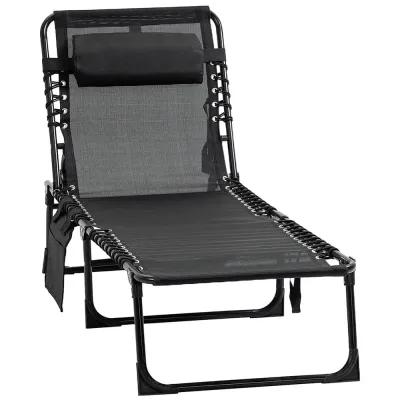Solstol Solsäng Hopfällbar med Nackstöd 185 x 58 x 30 cm
