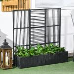 Blomsterlåda med Spaljé, Väderbeständig, Polyrattan, Svart, 103 x 103 x 29 cm
