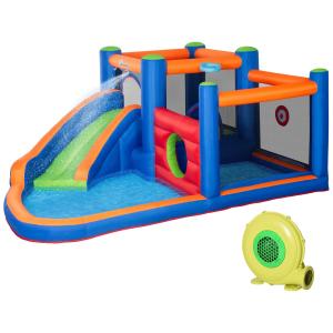 Uppblåsbar Vattenpark med Hoppborg, Stort Lekland med Rutschkana och Pool, Rolig Sommarlek för Barn, Flerfärgad, 3 år+