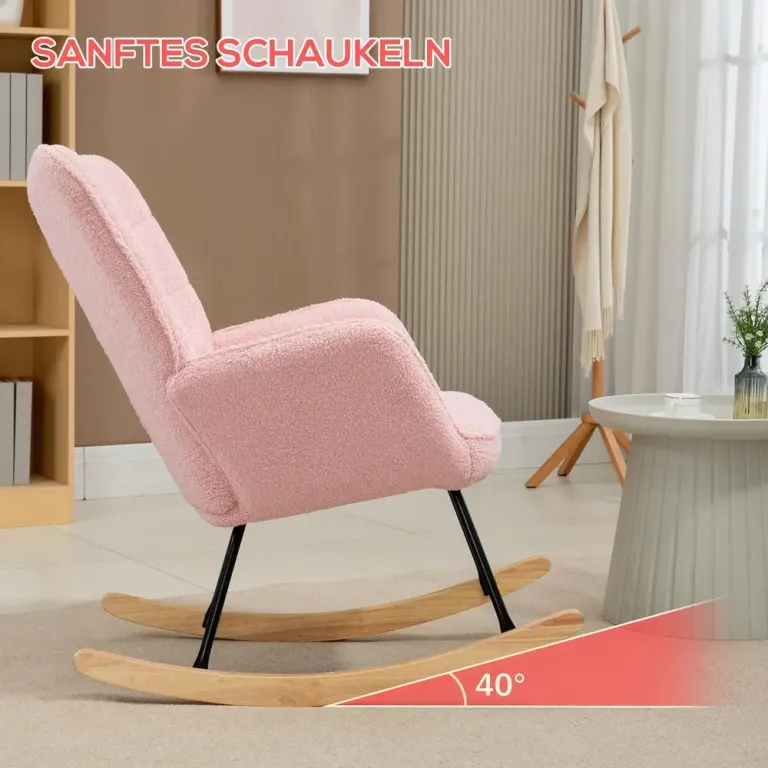Gungstol i Retrodesign med Berberfleece Rosa