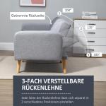 Bäddsoffa 2-Sits Soffa med Sovfunktion Grå av Tyg och Trä för Vardagsrum och Gästrum Vadderad Soffa 173 x 75 x 73 cm