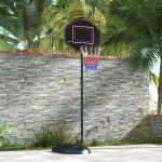 Basketkorg Basketstativ Svart av Stål för Utomhusbruk Höjdjusterbar med Hjul och Splittersäker Bakvägg 221-282 cm