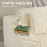 Soffa 3 sits Beige Manchester och Trä för Vardagsrum Bekväm Soffa med Breda Armstöd och 2 Kuddar Modern Design Mjuk Stoppning