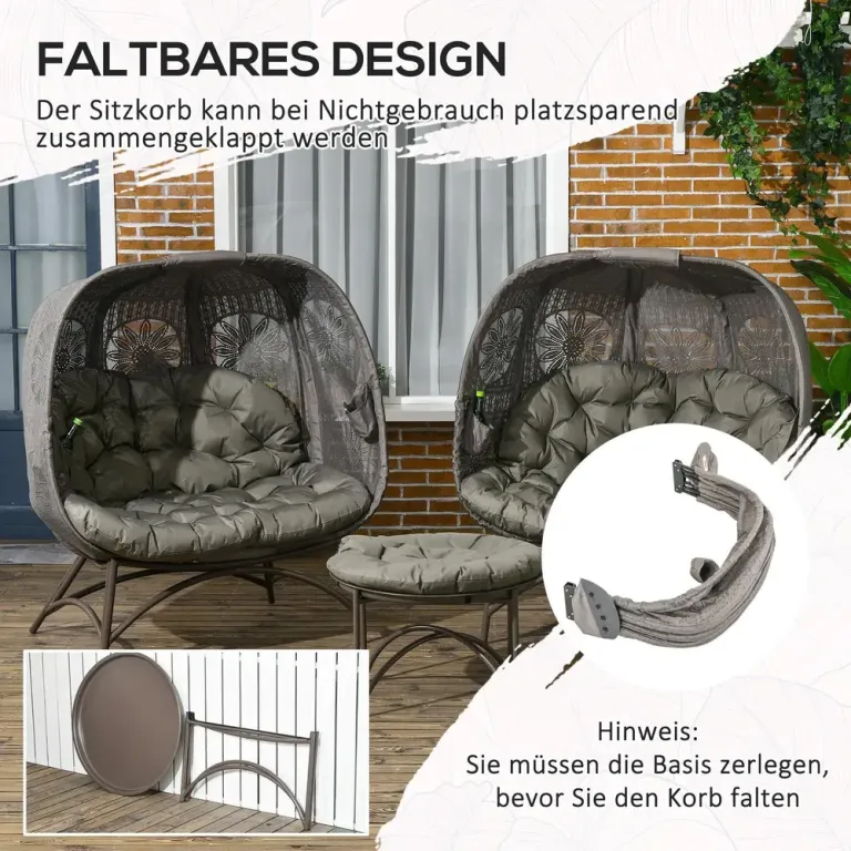 Trädgårdsstolset Loungestol Sand av Stål och Tyg 3 Delar