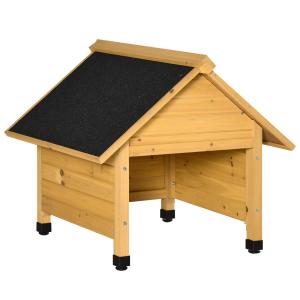 Garage för Robotgräsklippare i Trä, Skyddande Carport med Tak, Förlänger Livslängden på din Gräsklippare, Gul, 75 x 76 x 70 cm