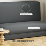 Golvsoffa Bäddsoffa Mörkgrå av Sammetslook och Tyg för Vardagsrum 3-i-1 Hopfällbar Soffa 240 kg