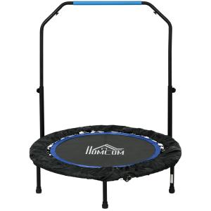 Hopfällbar Ministudsmatta, Justerbart Handtag, upp till 100 kg, Svart/Blå, Ø102 x 123 cm