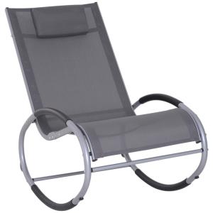 Gungstol i Aluminium och Textilene, Bekväm Relaxstol med Nackkudde, Väderbeständig Design för Trädgård och Uteplats, Svart, 120 x 61 x 88 cm, 120 kg