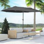 Parasoll Dubbelt Marknadsparaply Uteplatsparasoll med Handvev Oval 460 X 270 X 240 Cm Svart