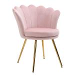 Fåtölj Loungestol Lotusformad Design Rosa av Sammetslook och Metall för Vardagsrum och Sovrum Stoppad Stol