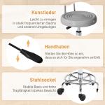Rullpall med Ryggstöd Grå Konstläder för Salong och Kontor Snurrpall med Fotstöd och Höj- och Sänkbar Sits Bekväm