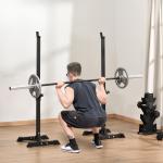Hantelställ Skivstångsställ Set om 2 Silver av Stål för Styrketräning Höj- och Sänkbart Ställ 105-160 cm 150 kg