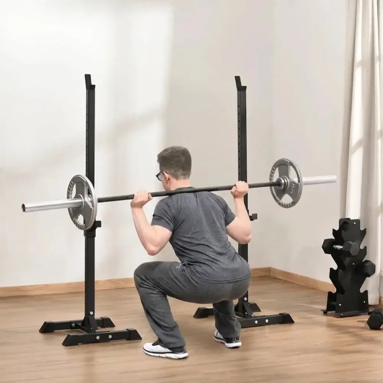 Hantelställ Skivstångsställ Set om 2 Silver 105-160 cm