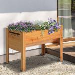 Upphöjd Odlingsbänk i Trä, Planteringslåda på Ben med Hylla och Krokar, Ergonomisk Odling för Balkong, Natur, 124 x 60 x 81 cm