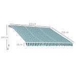 Fällarmsmarkis med Handvev Solskydd Grön Vit Aluminium och Polyester för Balkong och Uteplats Väderbeständig 3,5 X 2,5 M