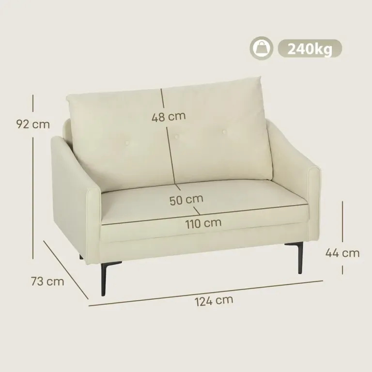 2-Sits Soffa med Skumstoppning och Tygöverdrag