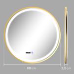 Badrumsspegel Väggspegel med Belysning Silver av Glas för Badrum och Sovrum Rund LED Spegel med Timer IP44 Ø60 cm