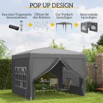 Partytält med 4 Sidoväggar och UV-skydd för Trädgård och Event Hållbar och Stabil Grå Polyester och Stål 3 x 3 m