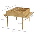 Upphöjd Säng Odlingslåda Natur av Trä för Örter och Blommor Hopfällbar Kall Ram med 12 Avdelare och Fiberduk 122 x 91,5 x 89 cm