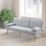 Bäddsoffa Linnetyg Modern 3-Sits Soffa som Bäddas ut Bekväm Gästsäng för Vardagsrummet Ljusgrå 181 X 77 X 72 Cm