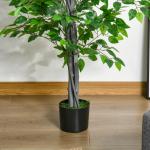 Konstgjord Växt Ficus Konstträd i Kruka Grön av Plast och Cement för Vardagsrum och Kontor Naturtrogen Dekoration Höjd 135 cm