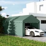 Tältgarage Carport Tält Grön av PE och Stål för Bil och Båt UV-Beständigt Garagetak med Rulldörrar 3 x 6 m