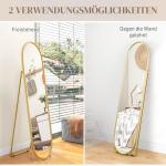 Helfigursspegel Väggspegel Guld av Metall och Glas för Sovrum Oval Stående Spegel med Stativ Elegant 160 x 40 cm