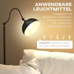 Golvlampa Båglampa Svart av Metall och Tyg för Vardagsrum Retrodesign med Justerbar Skärm E27 152 cm
