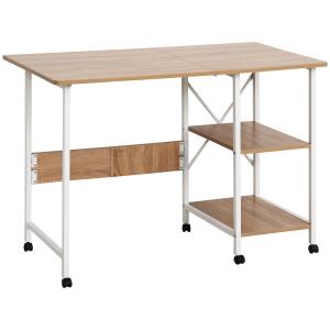 Hopfällbart Bord Mobilt Skrivbord på Hjul Sidobord MDF Natur 107 X 55 X 76 Cm