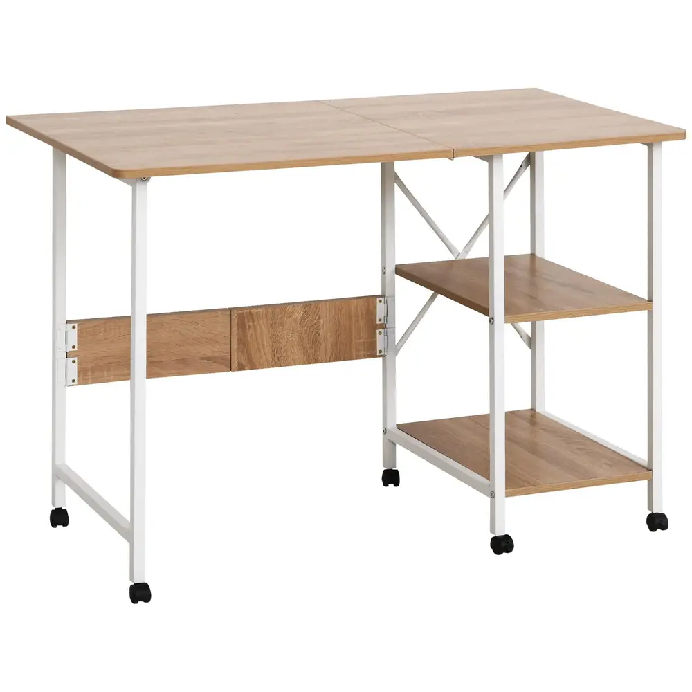 Hopfällbart Bord Mobilt Skrivbord på Hjul 107 x 55 x 76 Cm