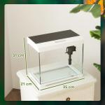 Akvarium Fisktank med Filtersystem Vit av Glas för Tropiska Fiskar Kompakt Akvarium med LED Belysning 17 L