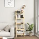 Badrumshylla Förvaringshylla med 5 Våningar Natur av Bambu för Badrum och Kök Stående Hylla med Justerbara Hyllor 43,5 x 31,5 x 142 cm