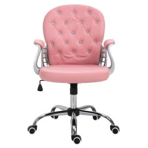 Kontorsstol Chefsstol Ergonomiskt Vadderat Ryggstöd PU Rosa 59,5 X 60,5 X 95-105 Cm