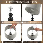 Bordslampa med USB Svart Metall och Tyg för Sovrum Sänglampa med Laddningsport och Justerbart Ljus Modern Design