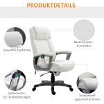Massagekontorsstol, 6-punkts Massagevridstol, Ergonomisk, Justerbar, Konstläder, Böjt Nackstöd och Armstöd, Vit, 70 x 76,5 x 114–124 cm