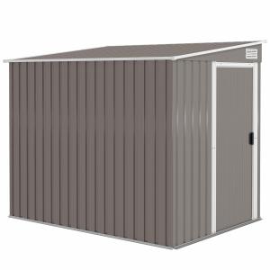 Redskapsbod i Metall med Pulpet-tak och Fundament för Trädgårdsförvaring Hållbar och Stabil Ljusgrå Stål 2,81 m² 154 x 206,5 x 181 cm
