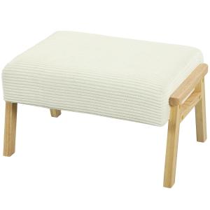 Stoppad Pall med Mjuk Sittdyna och Manchesterlook, Träben, Krämvit