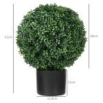 Konstgjorda Växter Buxbom Grön av Plast för Vardagsrum och Trädgård Set med 2 UV-Beständiga Växter i Blomkruka 52 cm