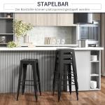 Metallbarstolar, 4-pack, för Inomhus- och Utomhusbruk, Stapelbar Design, Svart
