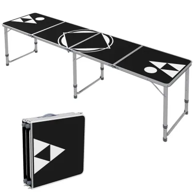 Beer Pong Bord Campingbord Svart av Aluminium 240 x 60 cm