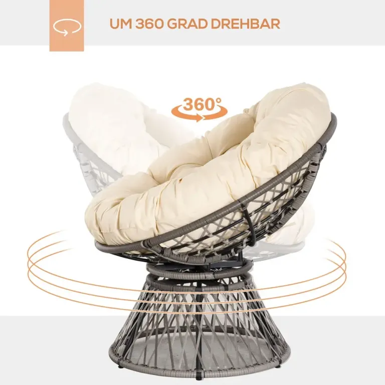 Papasanstol Korgstol med Sittdyna 87 x 97 x 90 cm