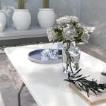Campingbord Fällbart Bord Vit av HDPE och Stål för Trädgård och Balkong Buffébord för 6 Personer Robust och Bärbar 180 x 75 x 73 cm