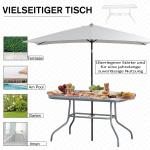 Bistrobord Stabil Carbongrå Metall för Trädgård och Balkong med Härdat Glas och Paraplyhål för Matplats Utomhus 120 x 80 x 70 cm