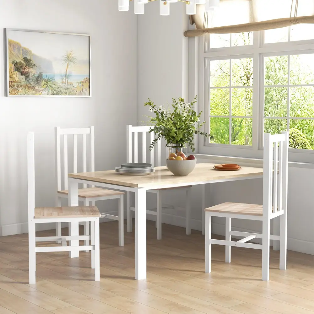 Set 4 Köksstolar Massivt Trä 38,5 x 47,5 x 99 cm, Natur